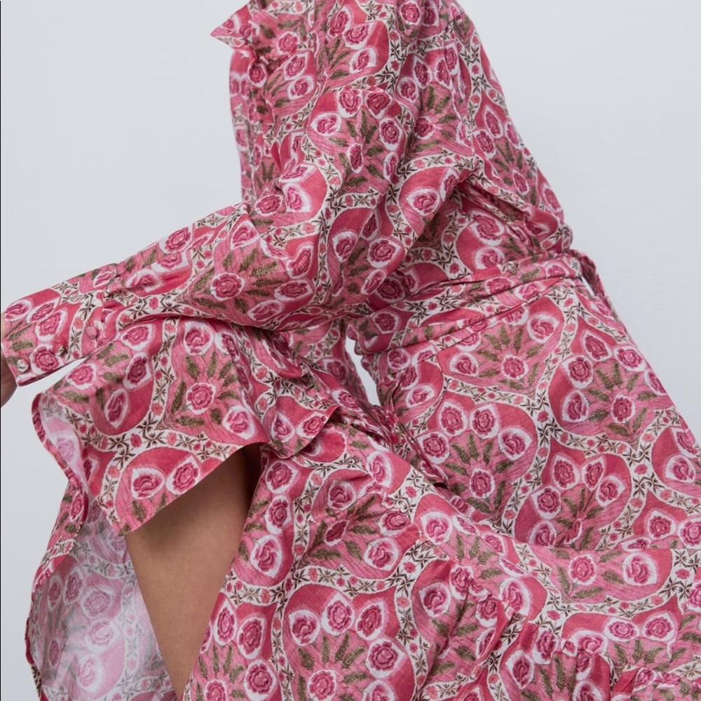Zara Pink Floral Midi Dress